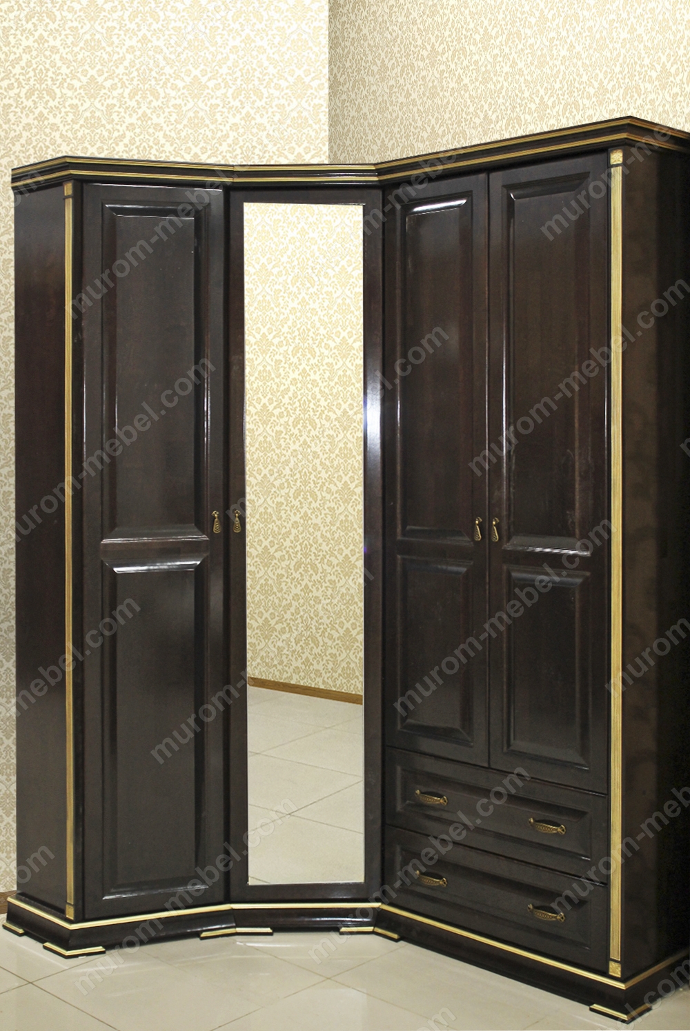 Шкаф угловой из серии "Грета" из дуба - мебель из массива дерева в ...